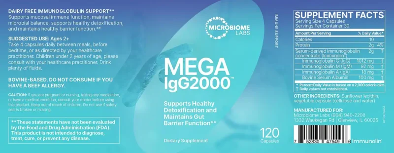 Mega IgG2000 bottle label