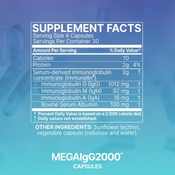 Mega IgG2000 supplement facts