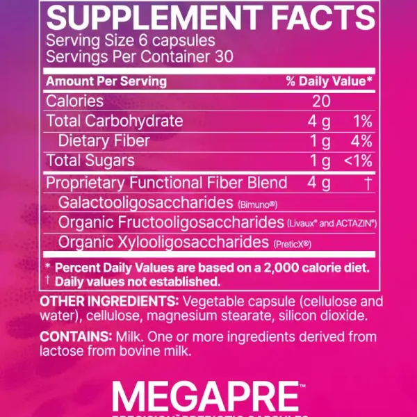 MegaPre capsules supplement facts