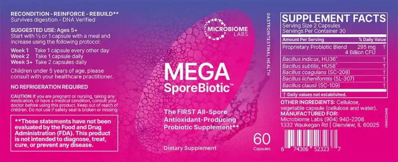 MegaSporeBiotic-60 bottle label