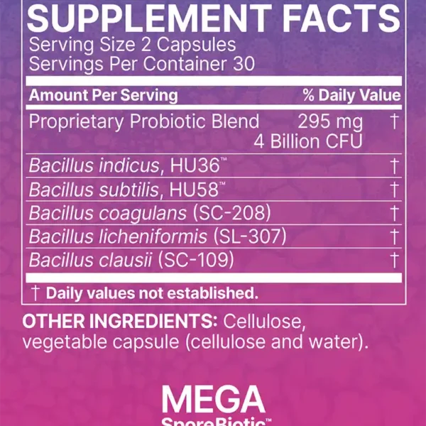 MegaSporeBiotic-60 supplement facts